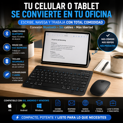 COMBO MINI TECLADO + MOUSE BLUETOOTH PRO – ¡TRABAJA DONDE QUIERAS! ⌨️🖱️⚡ OFERTA ESPECIAL