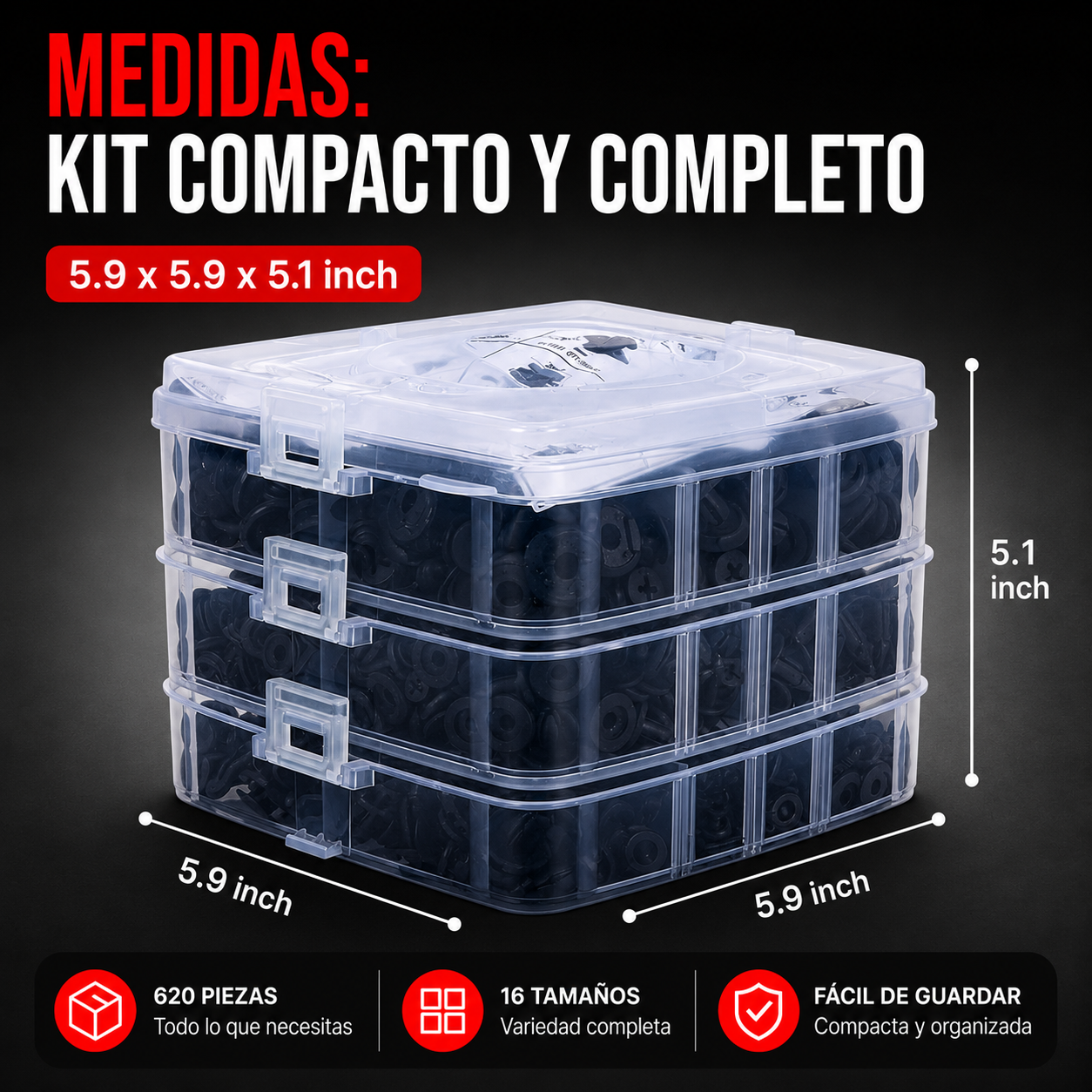 KIT 620 CLIPS PARA AUTO - REPARA BUMPERS, LODERAS Y TAPICERÍA 🚗⚡ ENVÍO GRATIS