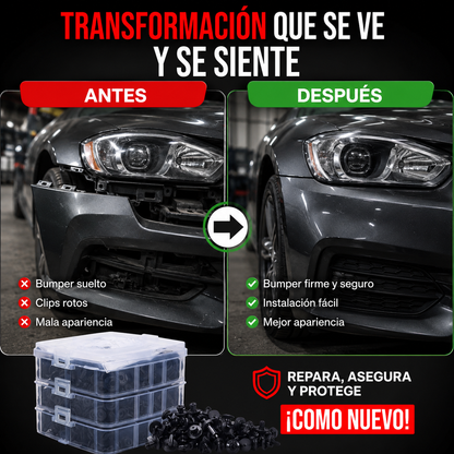 KIT 620 CLIPS PARA AUTO - REPARA BUMPERS, LODERAS Y TAPICERÍA 🚗⚡ ENVÍO GRATIS