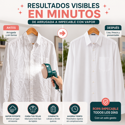 PLANCHA VAPOR SMARTTRAVEL™ 2 EN 1 - ROPA SIN ARRUGAS EN MINUTOS + ENVÍO GRATIS 🚚✨
