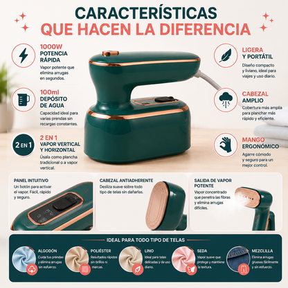 PLANCHA VAPOR SMARTTRAVEL™ 2 EN 1 - ROPA SIN ARRUGAS EN MINUTOS + ENVÍO GRATIS 🚚✨