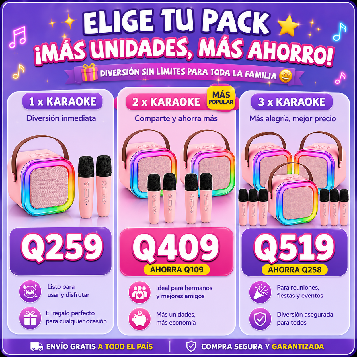 MINI KARAOKE KIDS PARTY™ CON 2 MICRÓFONOS - DIVERSIÓN EN CASA 🎤✨ ENVÍO GRATIS ⚡