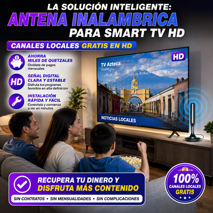 ANTENA INALÁMBRICA PARA SMART TV HD 📺⚡ CANALES GRATIS EN HD + AHORRA MILES AL AÑO 💸
