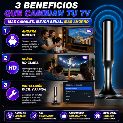 ANTENA INALÁMBRICA PARA SMART TV HD 📺⚡ CANALES GRATIS EN HD + AHORRA MILES AL AÑO 💸