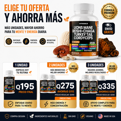 Vitamax® Complejo 10 Hongos 🍄🧠 | Memoria, Enfoque y Energía Natural ⚡ ENVÍO GRATIS