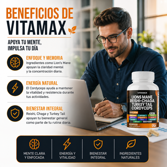 Vitamax® Complejo 10 Hongos 🍄🧠 | Memoria, Enfoque y Energía Natural ⚡ ENVÍO GRATIS
