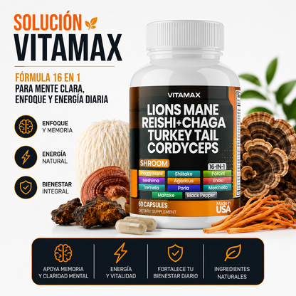 Vitamax® Complejo 10 Hongos 🍄🧠 | Memoria, Enfoque y Energía Natural ⚡ ENVÍO GRATIS