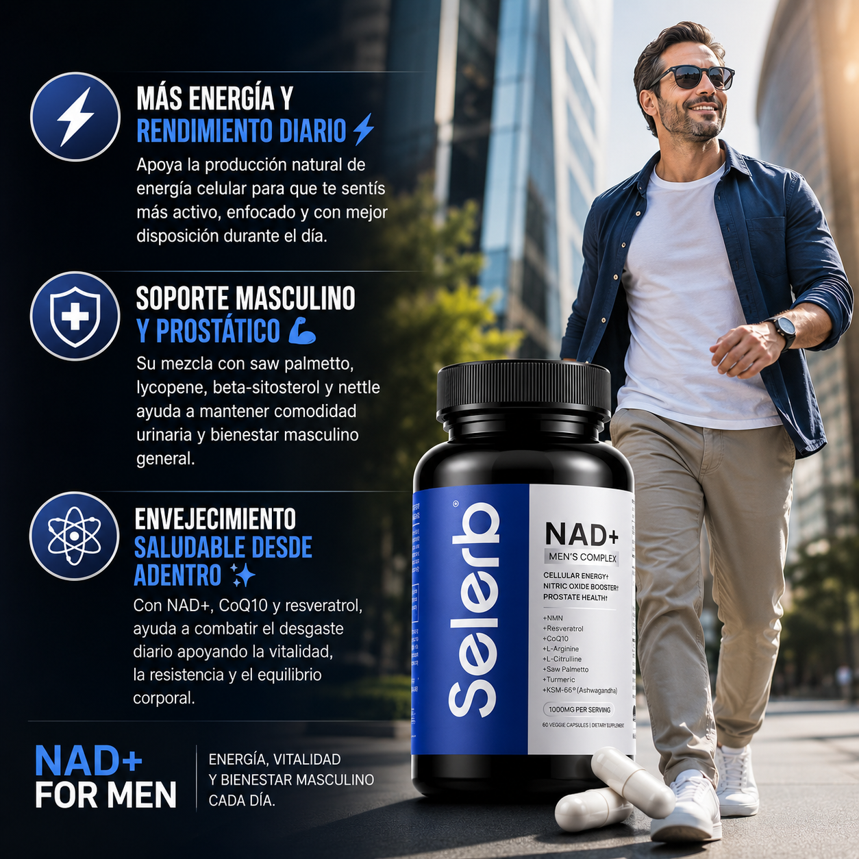 SELERB NAD - HOMBRE | ENERGÍA, VITALIDAD Y SOPORTE MASCULINO 🔥