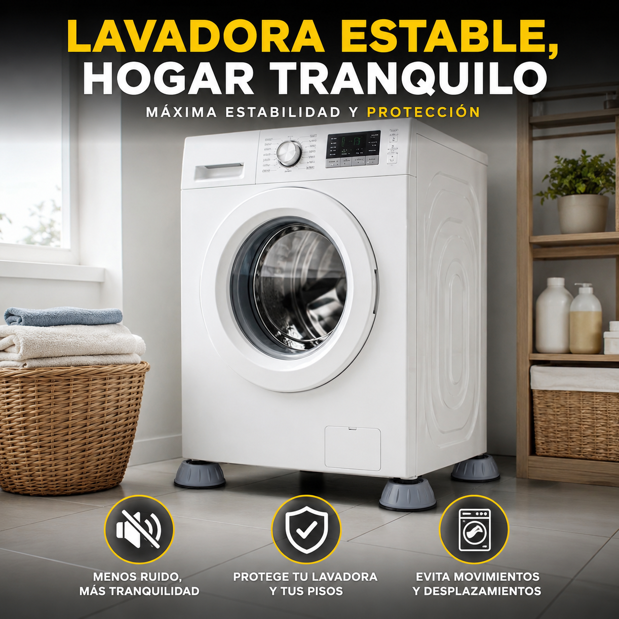 SOPORTES ANTIVIBRACIÓN PREMIUM PARA LAVADORA 🌀💥 PROTEGE TU HOGAR Y AHORRA EN REPARACIONES ⚡🚿