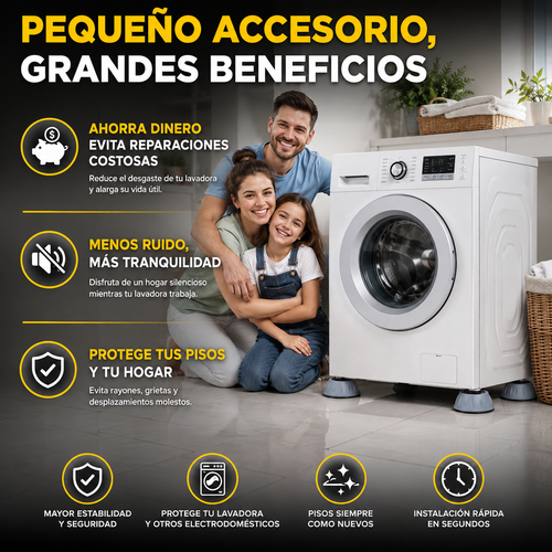 SOPORTES ANTIVIBRACIÓN PREMIUM PARA LAVADORA 🌀💥 PROTEGE TU HOGAR Y AHORRA EN REPARACIONES ⚡🚿