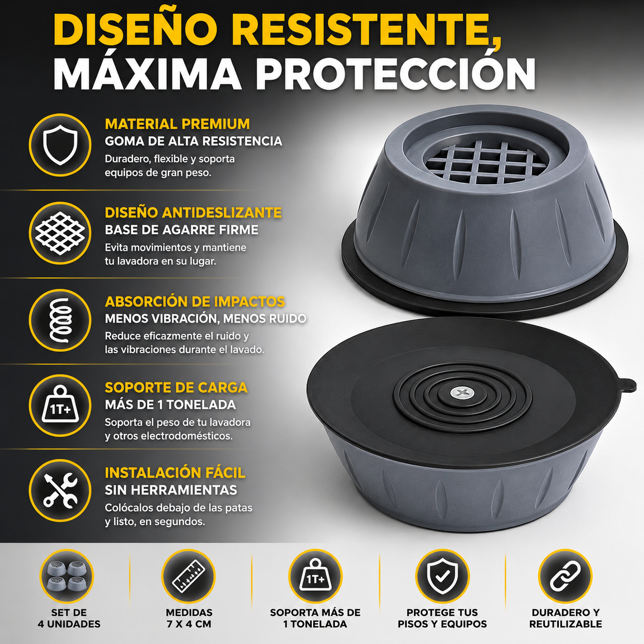 SOPORTES ANTIVIBRACIÓN PREMIUM PARA LAVADORA 🌀💥 PROTEGE TU HOGAR Y AHORRA EN REPARACIONES ⚡🚿