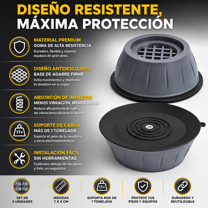 SOPORTES ANTIVIBRACIÓN PREMIUM PARA LAVADORA 🌀💥 PROTEGE TU HOGAR Y AHORRA EN REPARACIONES ⚡🚿