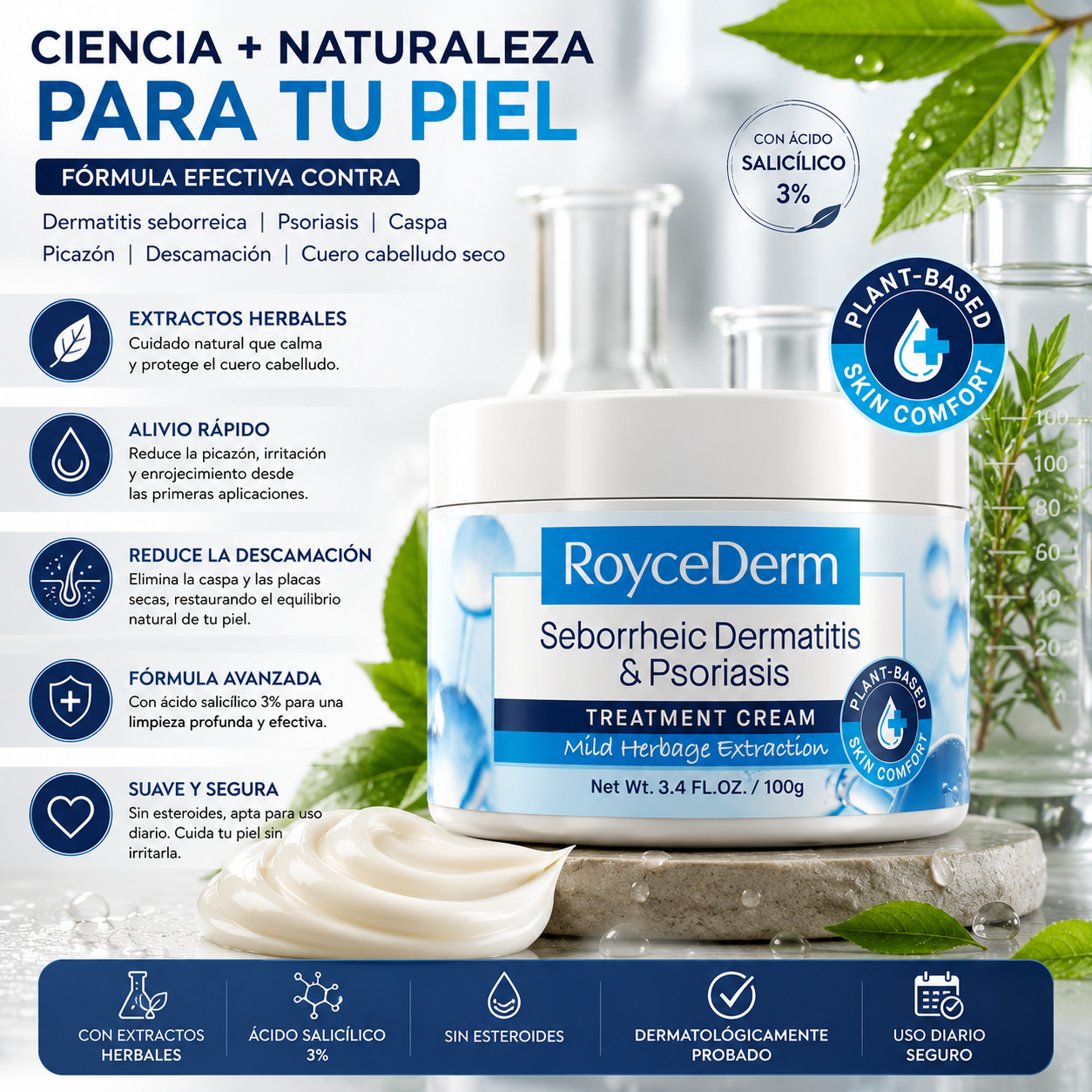 ROYCEDERM® SCALP RELIEF 100ML – ALIVIO PARA PICAZÓN Y CASPA