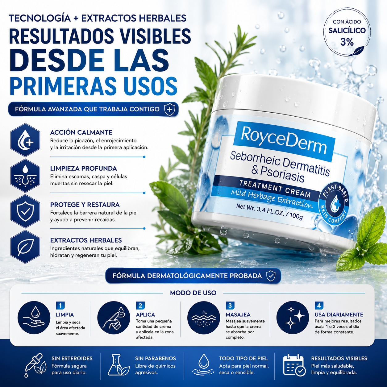 ROYCEDERM® SCALP RELIEF 100ML – ALIVIO PARA PICAZÓN Y CASPA