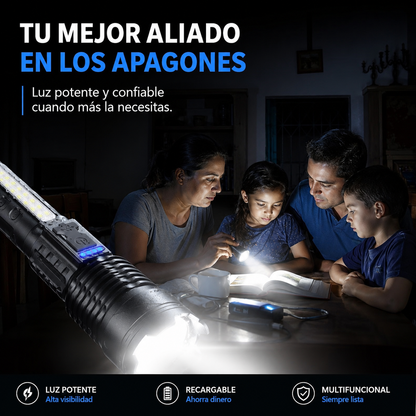 LINTERNA MULTIFUNCIONAL RECARGABLE ⚡🔦 | ILUMINA, CARGA Y PROTÉGETE EN CUALQUIER APAGÓN 🚨