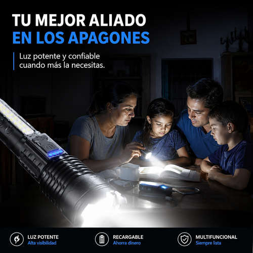 LINTERNA MULTIFUNCIONAL RECARGABLE ⚡🔦 | ILUMINA, CARGA Y PROTÉGETE EN CUALQUIER APAGÓN 🚨