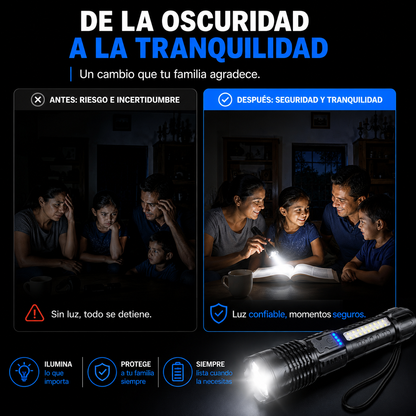LINTERNA MULTIFUNCIONAL RECARGABLE ⚡🔦 | ILUMINA, CARGA Y PROTÉGETE EN CUALQUIER APAGÓN 🚨