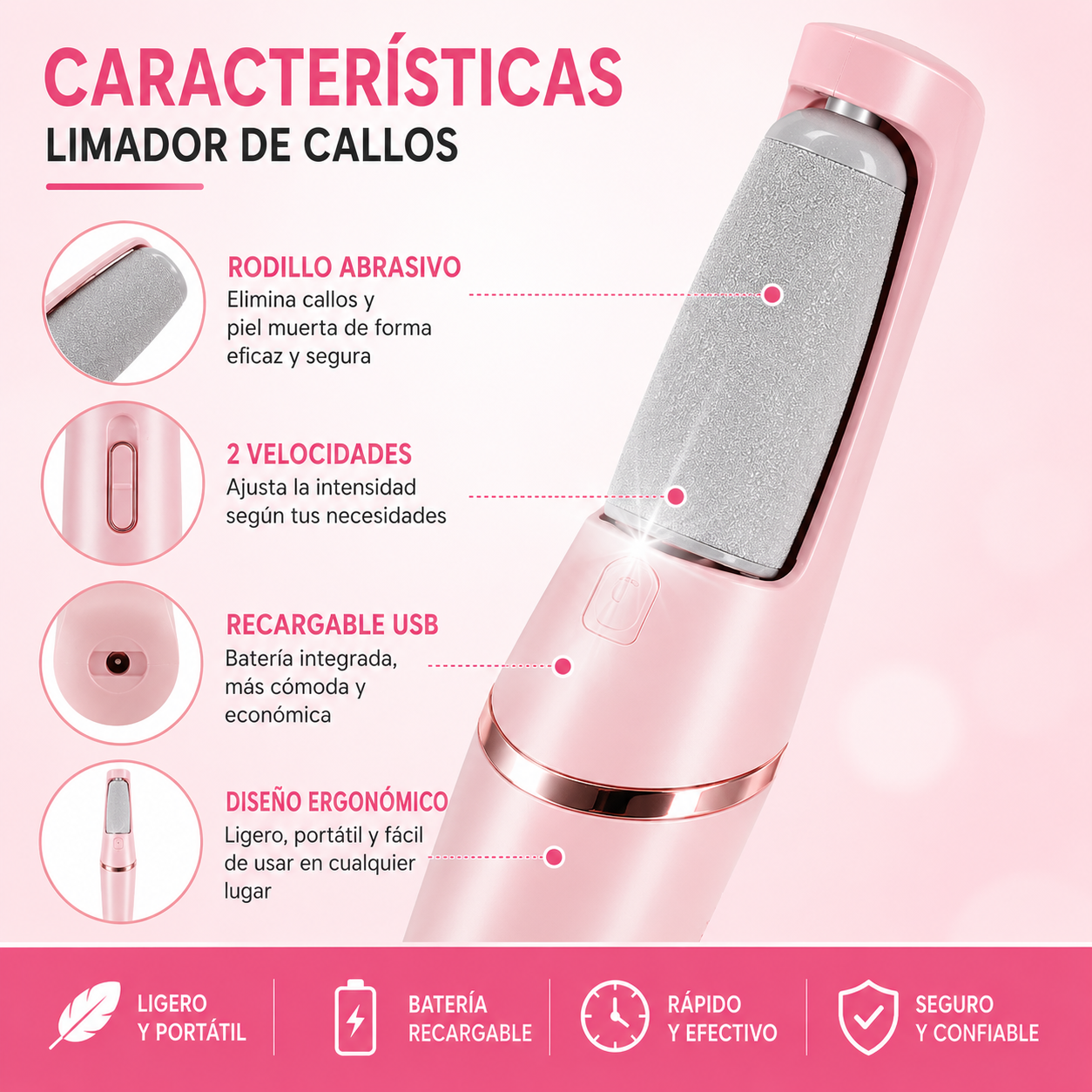 PEDISOFT™ Limador De Callos Recargable ⚡👣 Pies Suaves Sin Esfuerzo + Envío Gratis