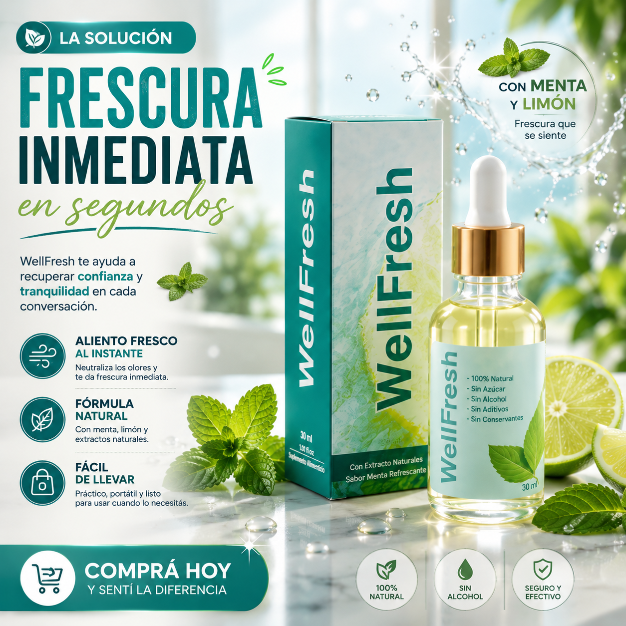 WELLFRESH™ CUIDADO BUCAL 30 ML – ALIENTO FRESCO INMEDIATO + OFERTA ESPECIAL 🌿✨