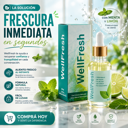 WELLFRESH™ CUIDADO BUCAL 30 ML – ALIENTO FRESCO INMEDIATO + OFERTA ESPECIAL 🌿✨