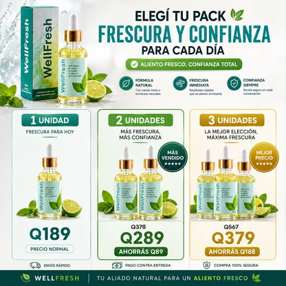 WELLFRESH™ CUIDADO BUCAL 30 ML – ALIENTO FRESCO INMEDIATO + OFERTA ESPECIAL 🌿✨