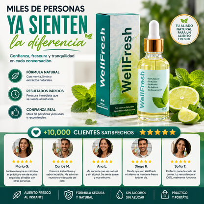 WELLFRESH™ CUIDADO BUCAL 30 ML – ALIENTO FRESCO INMEDIATO + OFERTA ESPECIAL 🌿✨