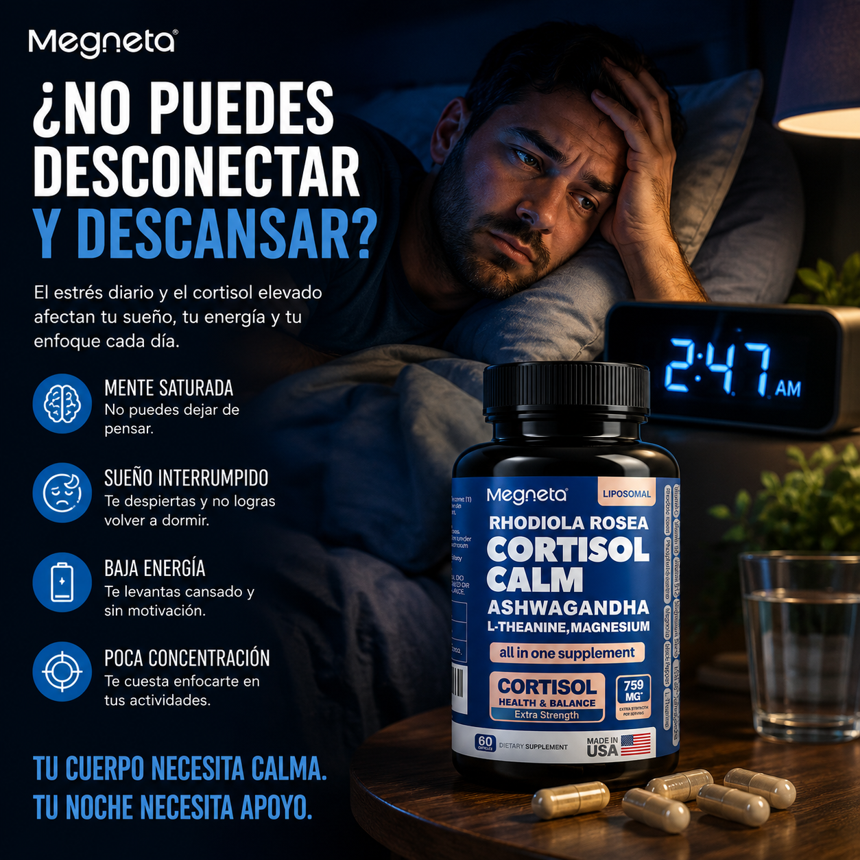 MEGNETA CORTISOL CALM 16 EN 1 X60 — CALMA, ENFOQUE Y DESCANSO  😌🌙⚡