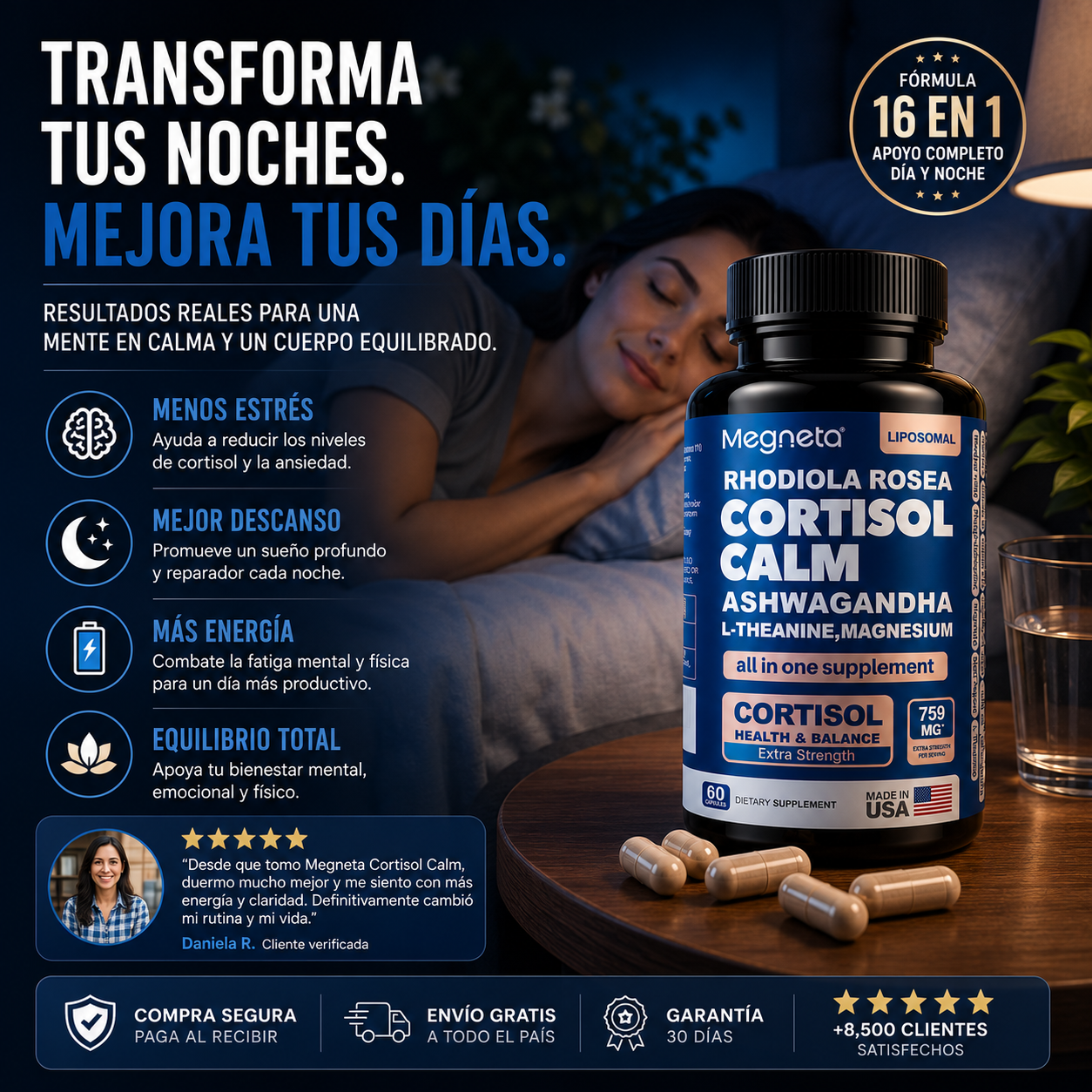 MEGNETA CORTISOL CALM 16 EN 1 X60 — CALMA, ENFOQUE Y DESCANSO  😌🌙⚡