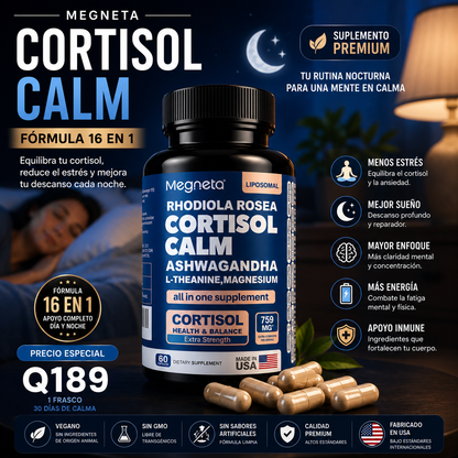 MEGNETA CORTISOL CALM 16 EN 1 X60 — CALMA, ENFOQUE Y DESCANSO  😌🌙⚡