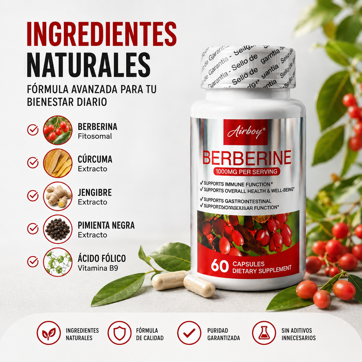 COMPLEJO DE BERBERINA GLUCOBALANCE™ 🍃⚡ CONTROL METABÓLICO Y BIENESTAR DIARIO – ENVÍO GRATIS