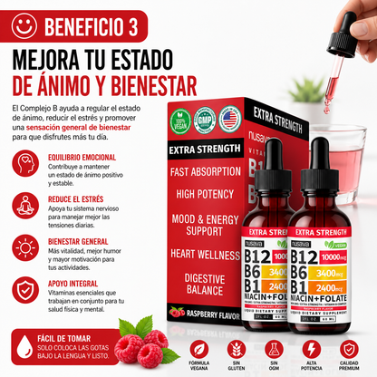 COMPLEJO B12 LÍQUIDO X2 NUSAVANA – ENERGÍA, ENFOQUE Y BIENESTAR DIARIO ⚡🧠🔥