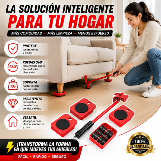 KIT ELEVADOR DE MUEBLES 360° - MUEVE COSAS PESADAS SIN ESFUERZO 😱🔥 ENVÍO GRATIS