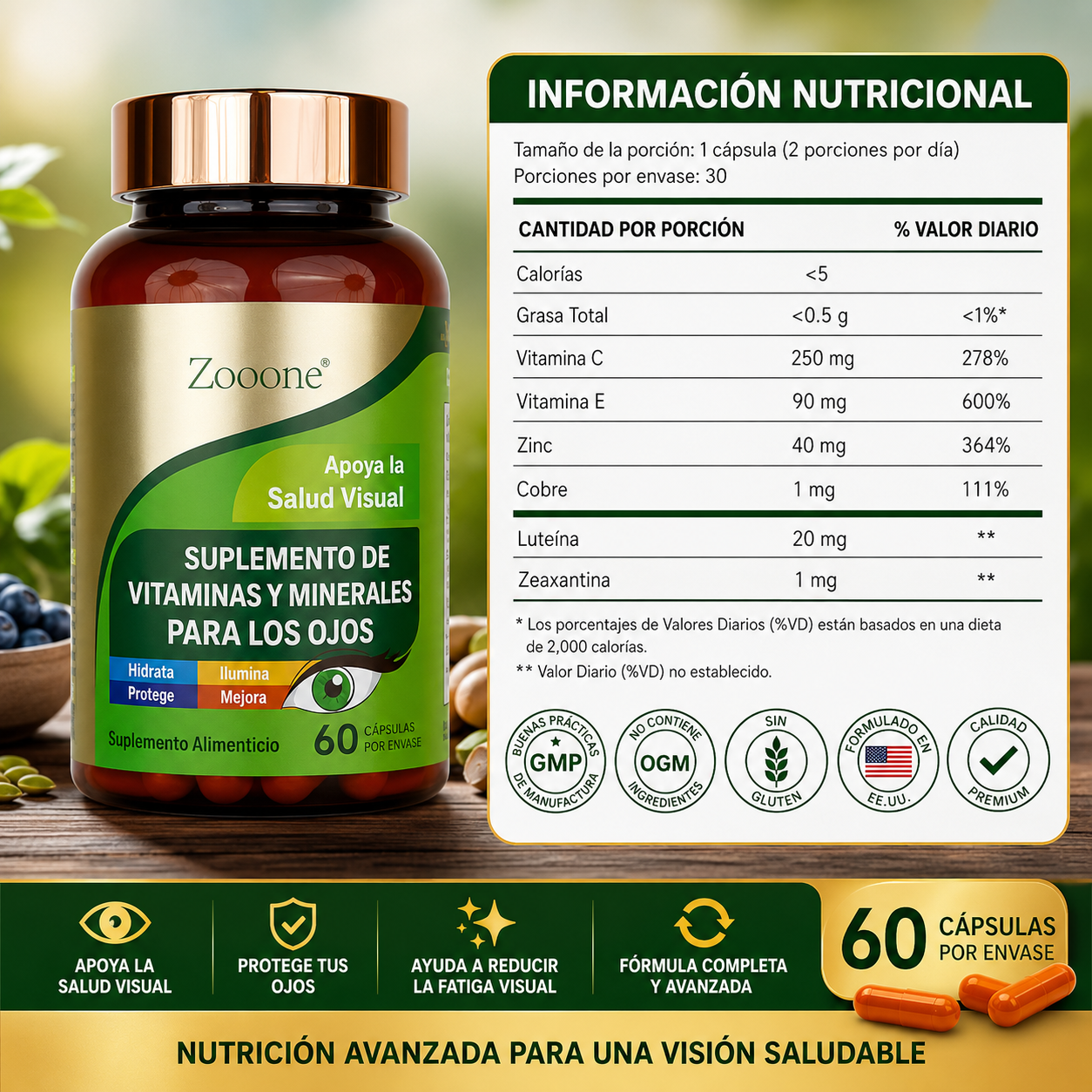VISION ZOOONE X60 CÁPSULAS - APOYO VISUAL 👁️⚡ ENVÍO GRATIS