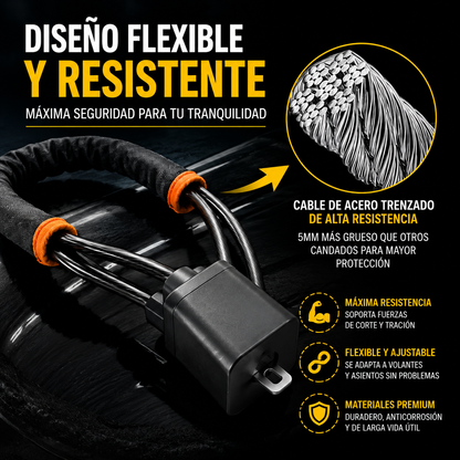 CINTURÓN ANTIRROBO UNIVERSAL 17” PARA VEHÍCULO x2 - ENVIO GRATIS 🚗🔒⚡