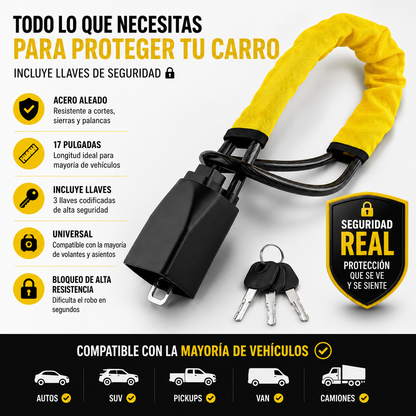 CINTURÓN ANTIRROBO UNIVERSAL 17” PARA VEHÍCULO x2 - ENVIO GRATIS 🚗🔒⚡