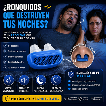 RESPIRA QUIET™ – DISPOSITIVO ANTI RONQUIDOS REUTILIZABLE 😴💙 NOCHES MÁS TRANQUILAS