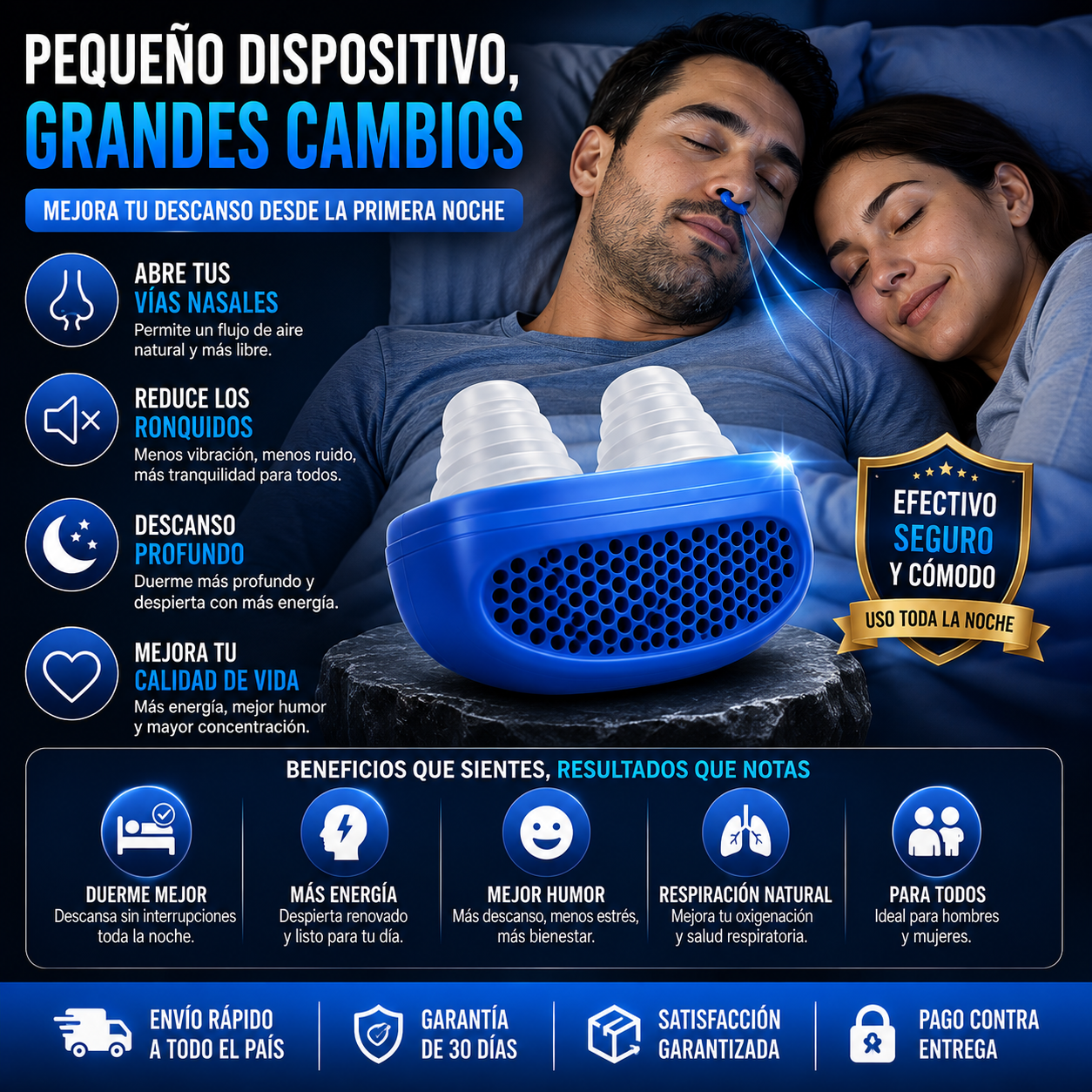 RESPIRA QUIET™ – DISPOSITIVO ANTI RONQUIDOS REUTILIZABLE 😴💙 NOCHES MÁS TRANQUILAS