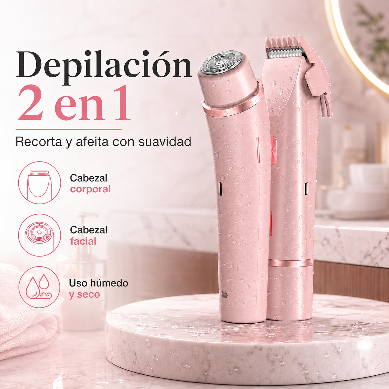 BODYSMOOTH™ DEPILADORA 2 EN 1 – PIEL SUAVE SIN EL DRAMA DE LA CUCHILLA ✨💗⚡