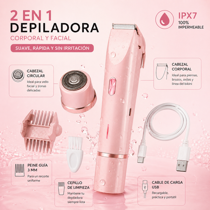 BODYSMOOTH™ DEPILADORA 2 EN 1 – PIEL SUAVE SIN EL DRAMA DE LA CUCHILLA ✨💗⚡