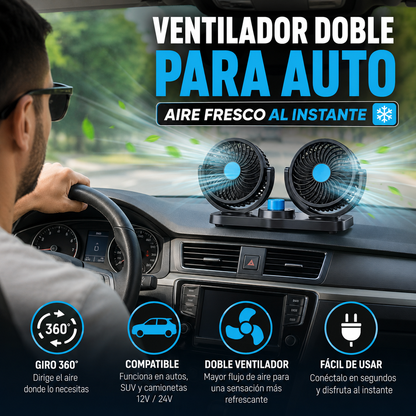 VENTIFLOW™ Doble Ventilador 360° Para Auto 🚗❄️ ¡Maneja Fresco y Cómodo Todo el Camino!