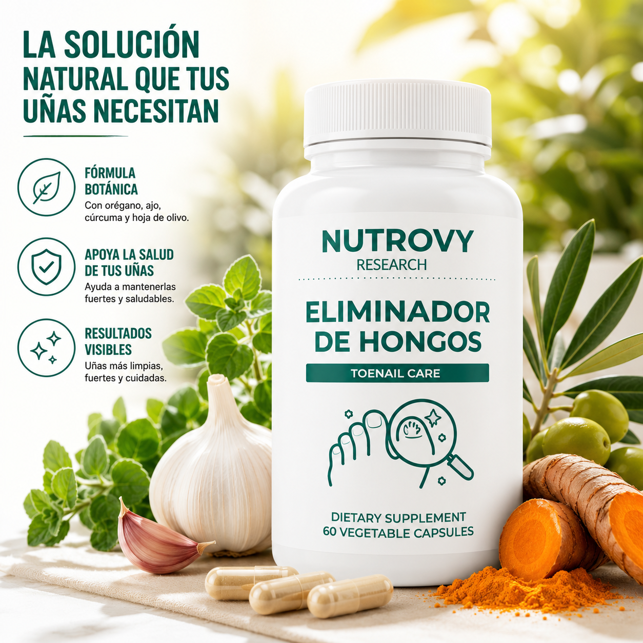 NUTROVY FUNGAL BALANCE 60 CÁPSULAS – APOYO BOTÁNICO PARA UÑAS Y PIEL 🌿