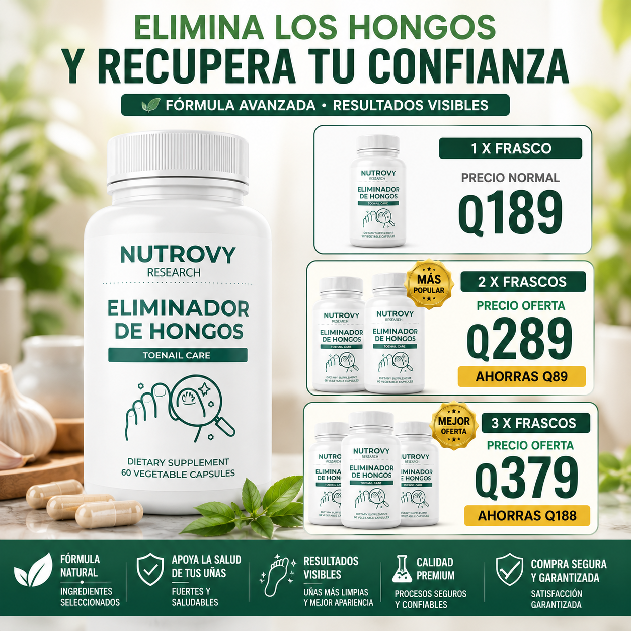 NUTROVY FUNGAL BALANCE 60 CÁPSULAS – APOYO BOTÁNICO PARA UÑAS Y PIEL 🌿