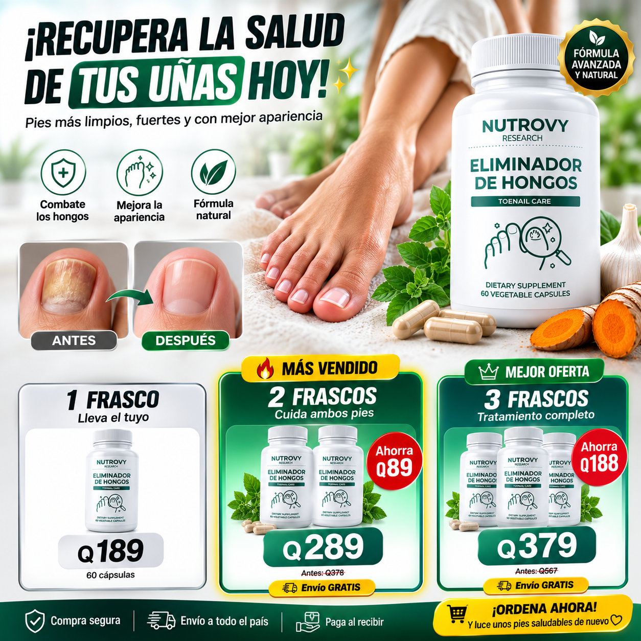 NUTROVY FUNGAL BALANCE 60 CÁPSULAS – APOYO BOTÁNICO PARA UÑAS Y PIEL 🌿