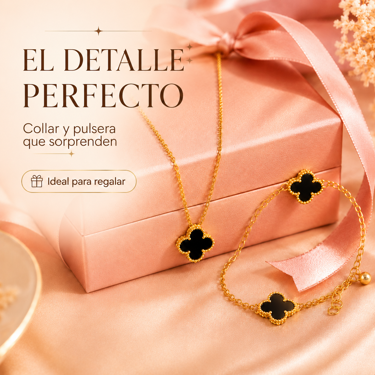 DÚO TRÉBOL LUMIÈRE – COLLAR + PULSERA, EL REGALO QUE ELLA RECORDARÁ ✨🎁