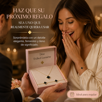 DÚO TRÉBOL LUMIÈRE – COLLAR + PULSERA, EL REGALO QUE ELLA RECORDARÁ ✨🎁