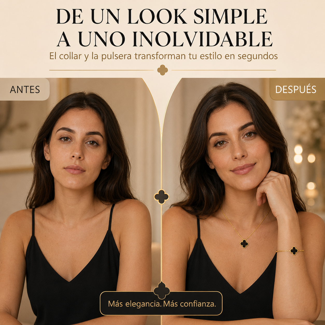 DÚO TRÉBOL LUMIÈRE – COLLAR + PULSERA, EL REGALO QUE ELLA RECORDARÁ ✨🎁