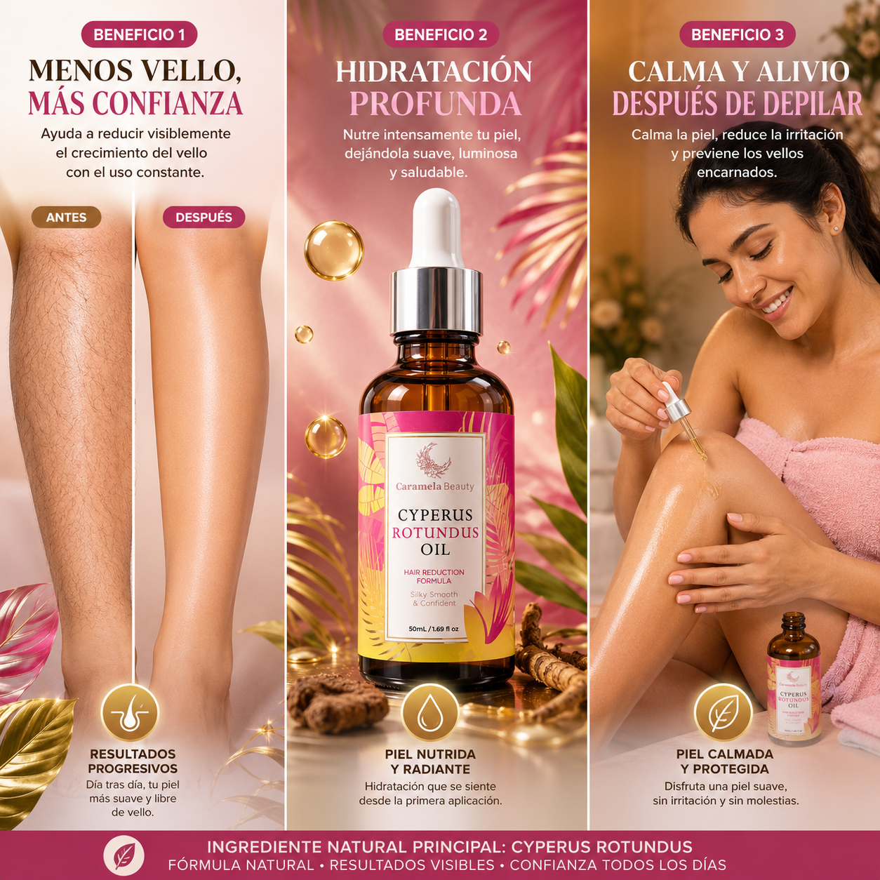 Cyperus Rotundus Oil™ 🌸✨ Depilación Natural, Piel Suave y Sin Irritación | OFERTA ESPECIAL HOY