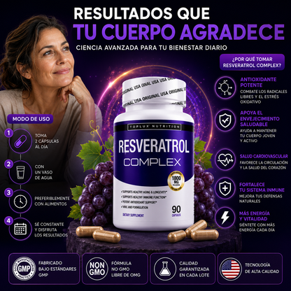 RESVERATROL COMPLEX X90 CÁPSULAS - ANTIOXIDANTE PREMIUM ✨🍇⚡
