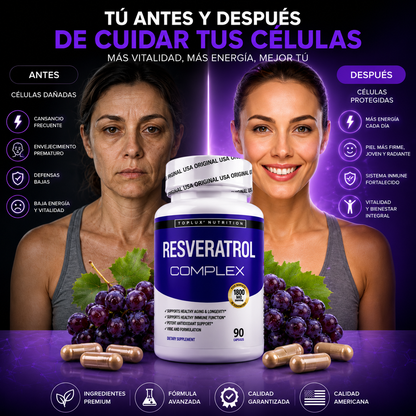 RESVERATROL COMPLEX X90 CÁPSULAS - ANTIOXIDANTE PREMIUM ✨🍇⚡