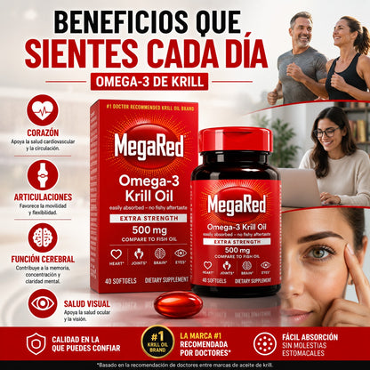 MEGARED OMEGA-3 DE KRILL 500 MG X40 – APOYO DIARIO PARA TU CORAZÓN ❤️⚡ OFERTA ESPECIAL